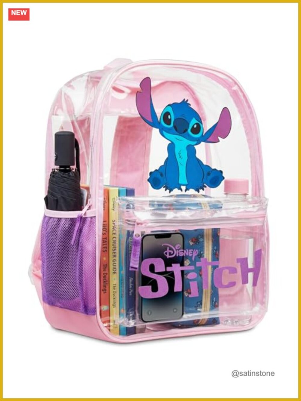 Disney Stitch Clear Backpack for School Girls Teens Stadium Events Travel - Picture 1 of 5